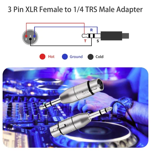 Miniatura 3 de Tisino Adaptador XLR hembra a TRS de 1/4 de pulgada, XLR hembra equilibrada a adaptadores macho de 0.250 in de pulgada - 2 unidades XLRF a 1/4" TRS