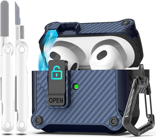 Miniatura 79 de R-fun - Funda para audífonos compatible con AirPods de 4.ª generación 2024, cubierta protectora de expulsión automática a prueba de caídas, puerto