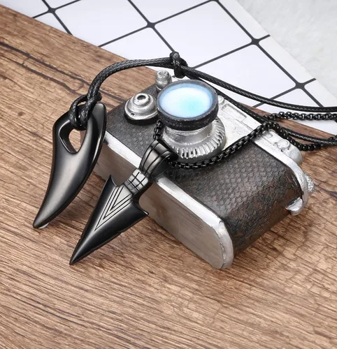 Miniatura 6 de Jstyle Juego de 2 collares con dije de acero inoxidable para hombre con punta de lanza y dientes de lobo