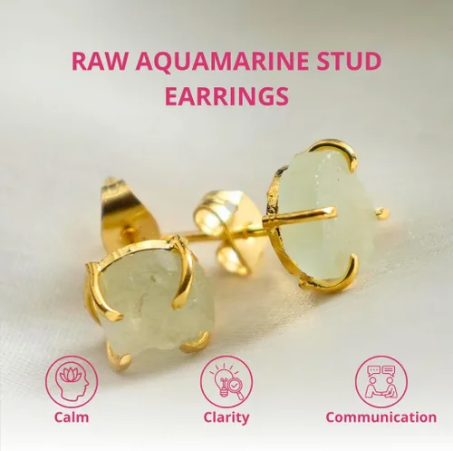 Miniatura 112 de Gempires Natural Raw Prong Setting Stud Earrings, 8-10 mm Crystals Earring, Handmade Jewelry, Gift for Her