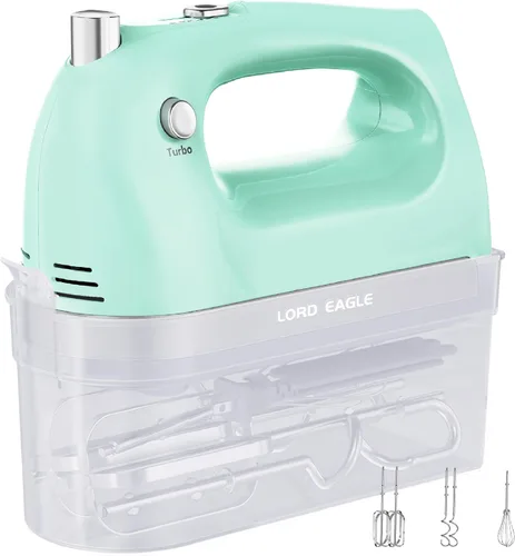 Miniatura 11 de Lord Eagle - Batidora de mano eléctrica de 400 W, batidora de mano de 5 velocidades, 5 accesorios de acero inoxidable para hornear pasteles, huevos