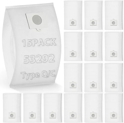 Paquete de 15 bolsas de vacío HEPA tipo Q/C 53292 compatibles con Kenmore Canister Vacuum 81214, 81414, 81615, 81714, BC3005, 200/400/600/700/800,