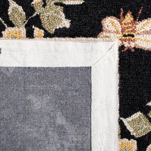 Miniatura 8 de SAFAVIEH Chelsea Collection - Alfombra decorativa de 1 pies 8 pulgadas x 2 pies 6 pulgadas, color negro, lana de campo francesa enganchada a mano