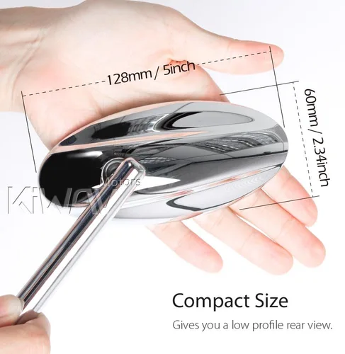 Miniatura 5 de KiWAV Espejos de motocicleta ultra cromados forma ovalada CNC aluminio 0.315 in compatible para scooter ciclomotor ATV Vespa Ducati Honda