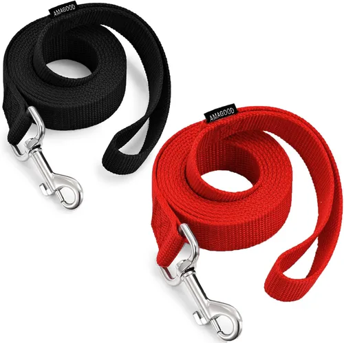 Miniatura 47 de AMAGOOD 6 pies de correas para cachorros/perros, correa de estilo tradicional resistente con gancho de cuello fácil de usar, correa para perros Negro