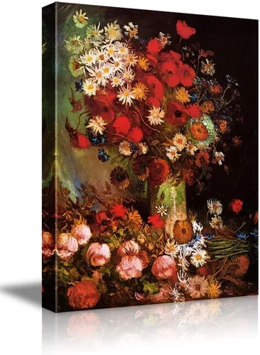 Miniatura 36 de Lienzo decorativo para pared, diseño de Van Gogh 32. Lirios y rosas