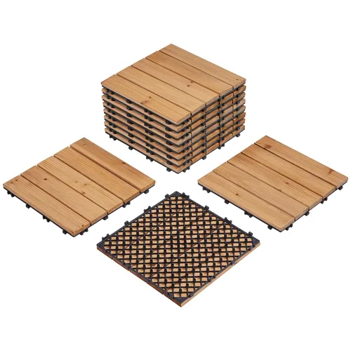 Miniatura 11 de Yaheetech 55 azulejos de terraza de patio entrelazados de madera compuesta de madera para cubierta de pisos de madera de 12 x 12 pulgadas, madera