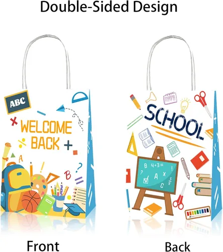 Miniatura 4 de CRAWPROP 12 bolsas de regalo para el regreso a clases, suministros de fiesta, bolsas de envoltura para el primer día de escuela, decoración