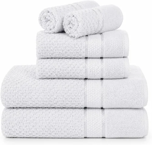 Miniatura 11 de Ample Decor Juego de toallas de baño 100% algodón, 6 piezas, suaves y absorbentes, de secado rápido, juego de toallas de baño