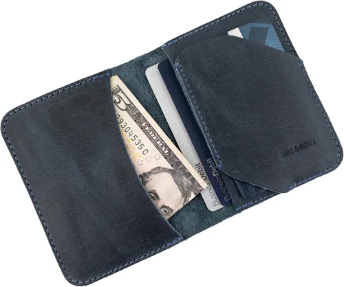 Miniatura 5 de Hide & Drink, Billetera plegable para tarjetas diagonal, hecha a mano de cuero de grano completo, almacenamiento compacto con clase, profesional