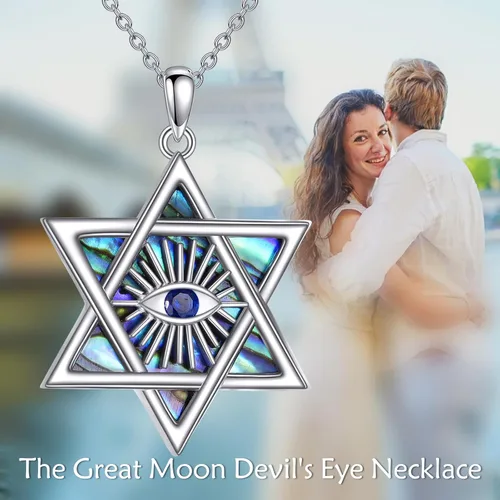 Miniatura 25 de YFN Collar de estrella de David de plata de ley, concha de abulón, árbol de la vida, joyería judía, regalos para mujeres y hombres