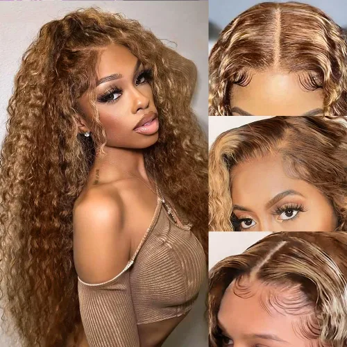 Miniatura 23 de Pelucas de encaje frontal de 13 x 4, transparentes HD, cabello humano prearrancado, línea capilar con abuelitos, densidad 200, ondas de agua