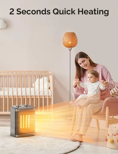 Miniatura 4 de Calentador de espacio para uso en interiores, calentador de cerámica PTC de 1500 W con termostato, calentador de espacio pequeño 2S, calentamiento