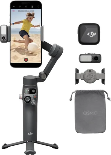 DJI Osmo Mobile 7P Bundle, estabilizador de cardán para iPhone, Android, seguimiento nativo, iluminación, cardán de teléfono de 3 ejes, barra de