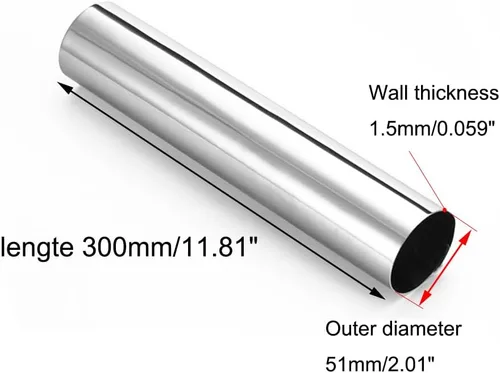 Miniatura 2 de tubo de acero inoxidable, tubo redondo de acero 304 tubo de escape inoxidable 1.969 in OD 0.039 in pared 11.811 in longitud resistente a