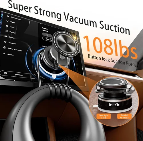 Miniatura 3 de Soporte magnético de teléfono al vacío mejorado para automóvil, soporte de teléfono con ventosa de nano gel para MagSafe, succión fuerte de 108
