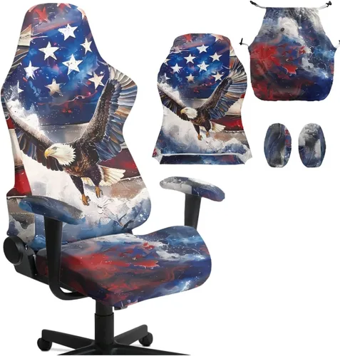 Miniatura 11 de Bald Eagle Gaming Protector for Students American Flag Stretchy Armrest Covers Patriotic Ergonomic Office Cover Dustproof Home & Dorm Room Decor