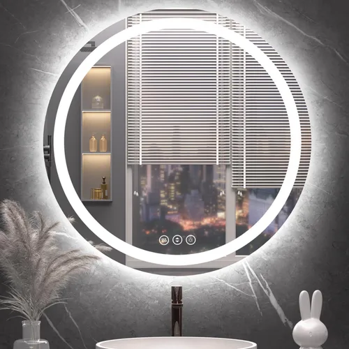 Miniatura 27 de 48x24 Inch LED Bathroom Mirror with Lights, Anti-Fog 3-Color Dimmable Memory Touch Control, Waterproof HD Tempered Glass, Wall Mounted Vanity Mirror