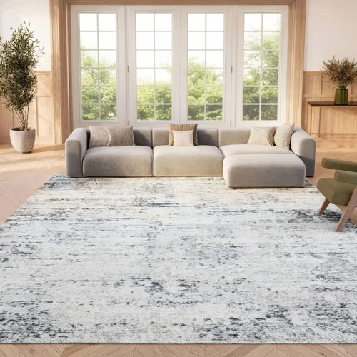 Miniatura 11 de SAFAVIEH Amelia Collection ALA700A - Alfombra decorativa de 2'2" x 4', diseño moderno abstracto, color marfil y azul, no desprende pelusa y de fácil