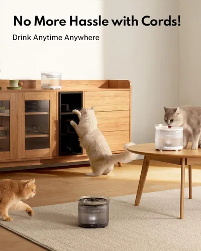 Miniatura 2 de Homerunpet Fuente de agua inalámbrica para gatos, batería de 7800 mAh, tiempo de funcionamiento de 30 días, diseño desmontable fácil de limpiar