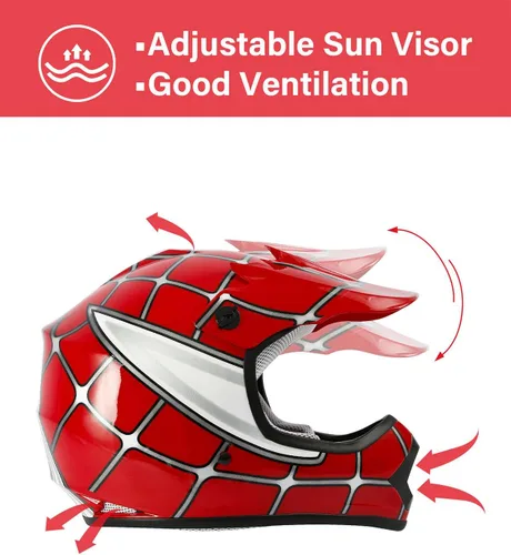Miniatura 8 de TCT-MOTORPARTS DOT - Casco de motocross para niños y jóvenes, casco de cara completa para motocross, ATV, todoterreno, casco de cuatro ruedas, araña