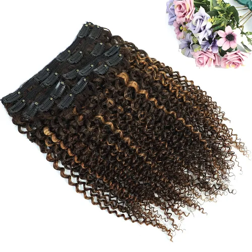 Miniatura 12 de Extensiones de cabello rizado con clip para mujeres afroamericanas, Urbeauty, Extensiones de cabello rizado con clip para cabello humano para chicas