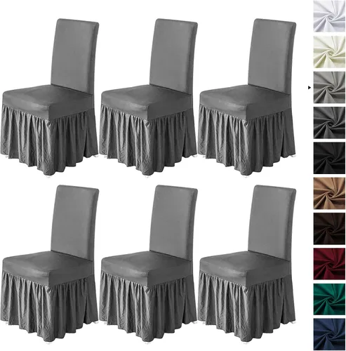 Miniatura 17 de molasofa Juego de 6 fundas para sillas de comedor, fundas elásticas para sillas con falda para cocina, protectores de asiento de cocina, decoración