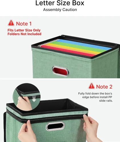 Miniatura 5 de Oterri Paquete de 2 cajas organizadoras de archivos con tapas, caja de archivos con bolsillos de malla, caja organizadora de documentos para Verde