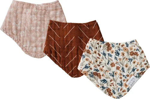 Mebie Baby Babero de muselina de algodón, paquete de 3 baberos para eructos, escupir, baberos, baberos bandana para bebé niño o niña