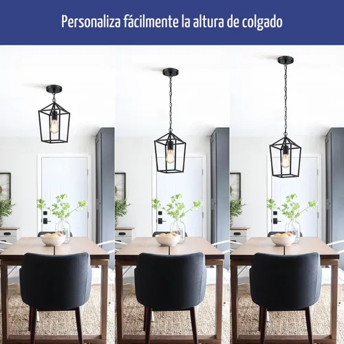 Miniatura 3 de Sheetea Paquete de 2 luces colgantes de granja para isla de cocina, lámparas colgantes negras para comedor, iluminación colgante de cocina moderna
