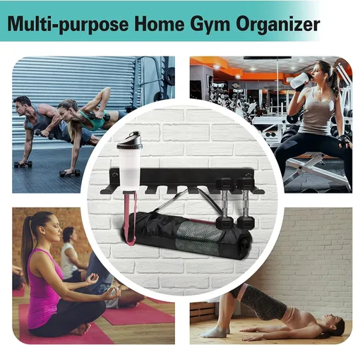 Miniatura 6 de Estante de Almacenamiento para Gimnasio en Casa, Estante para Barras Extra Largo de 23 Pies, Organizador de Cuarto de Pesas de 11 Puntas, Estante