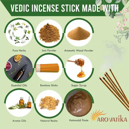 Miniatura 5 de ARO VATIKA Vedic Natural Masala 144 varillas de incienso en paquete de 12 Enrolladas a mano en la India Lo mejor para oración, meditación