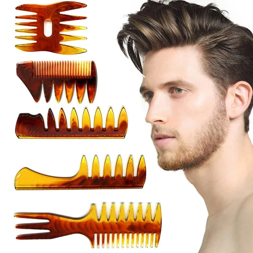 Miniatura 2 de Peine de pelo para peluquería peluquero peluquero textura peine paquete de 5 cepillos profesionales para el cabello retro peluquería estilo cuidado