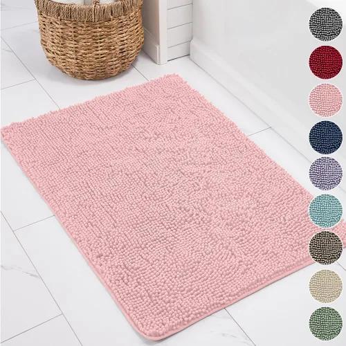 Miniatura 12 de KANGAROO Alfombras de baño, alfombra de baño de chenilla suave y absorbente, tapete de ducha lanudo, alfombra de baño de secado rápido lavable a