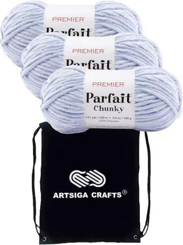 Miniatura 29 de Premier Yarns Parfait Chunky Mushroom 1150-41 (6 madejas - mismo lote de tinte) Peso S Bulky #6 Hilo de poliéster para ganchillo y punto con bolsa