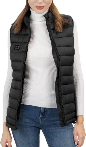 Miniatura 5 de Loowoko Chaleco acolchado para mujer, chaleco corto de moda de invierno, ligero, sin mangas, cálido, chaleco acolchado, abrigo acolchado