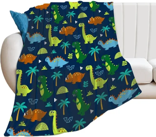 Manta de dinosaurio de dibujos animados, manta de dinosaurio suave y cálida para niños y niñas, manta de franela de regalo para Navidad, cumpleaños,