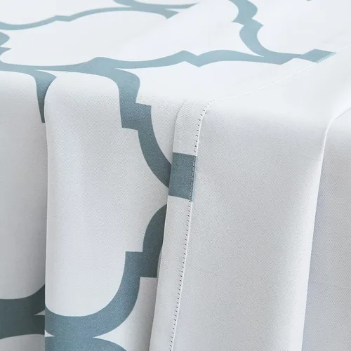 Miniatura 8 de Melodieux - Cortinas opacas estilo marroquí con aislamiento térmico y ojales para oscurecer sala de estar, 2 paneles. Blanco hueso/verde azulado
