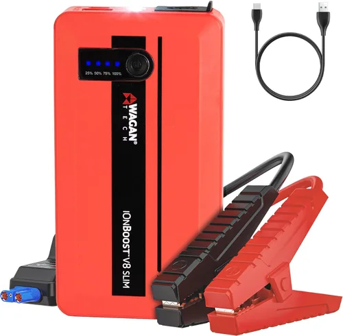 Wagan EL7601 iOnBoost V8 Slim Arrancador de Coche 1200 A Pico 12 V Batería de Litio Portátil para Coche de hasta 4.0 L V8 de Gasolina o 2.0 L Diésel