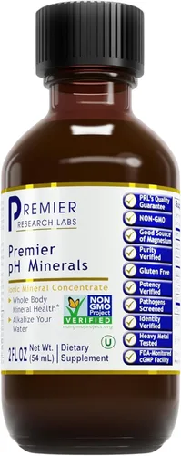 Premier Research Labs Premier Ph Minerals - Minerales traza, gotas minerales traza, minerales para agua, suplemento de magnesio para agua destilada,