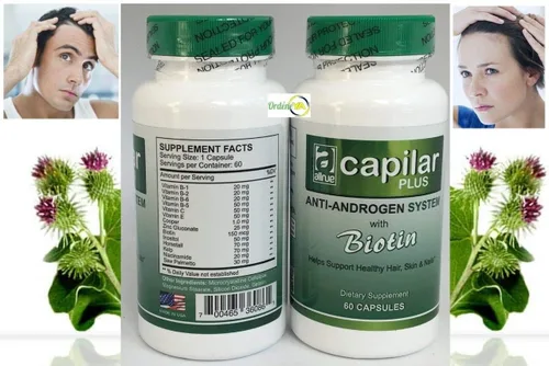 Miniatura 5 de PACK DE 2 Capilar Plus (60 cápsulas) Sistema Anti-Andrógeno Con Crecimiento Del Cabello De Biotina/Caida Cabello