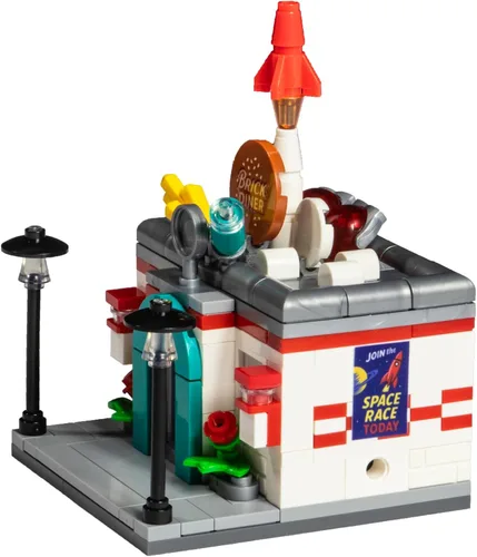 Miniatura 4 de Brick Loot Mini City Diner Building Set, 234 Piece Modular Restaurant Brick Toy, Collectible Mini City Building, Compatible with Major Brick Brands
