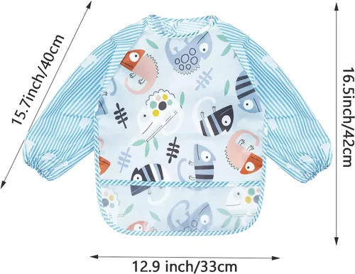 Miniatura 2 de PandaEar Paquete de 3 baberos de manga larga Babero impermeable de manga completa para bebés de 6 a 36 meses