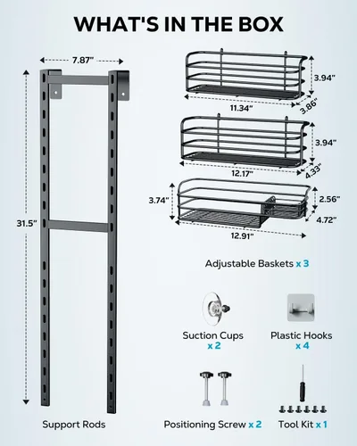 Miniatura 8 de Nieifi Organizador de Ducha Colgante para Puerta con Ganchos Confiables, Organizador de Ducha Resistente Colgante Estante Canasta de Almacenamiento