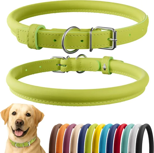 Miniatura 57 de CollarDirect Collar de perro con tachuelas, collares de cuero para mascotas para perros pequeños, medianos y grandes, acolchado suave, marrón, negro