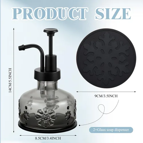 Miniatura 2 de Tioncy Dispensador de jabón antiguo para cocina, baño, encimera, dispensador de bomba de jabón de vidrio, contenedor pequeño rústico recargable