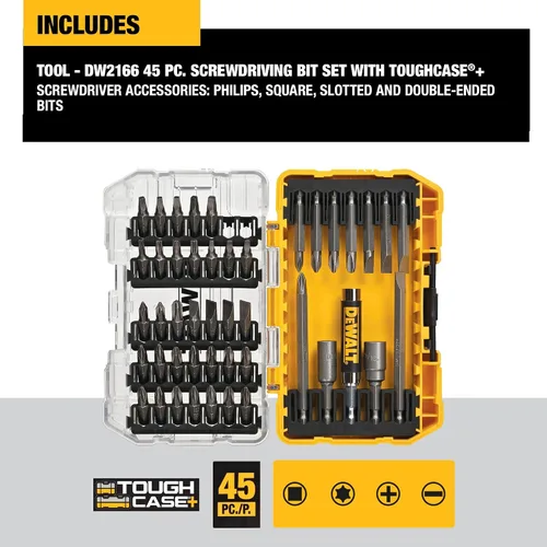 Miniatura 6 de DEWALT Juego de puntas de destornillador con estuche resistente, 45 piezas (DW2166), juego de destornillado gris/plata con estuche resistente
