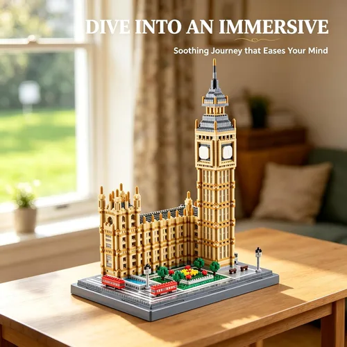 Miniatura 3 de Komvoor World Famous Architecture - Juego de 4112 bloques de construcción – London Big Ben DIY modelo coleccionable para amantes, adultos
