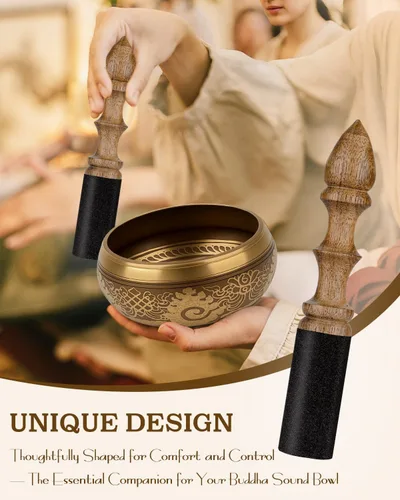 Miniatura 4 de Cuenco para cantar, 100% escultura a mano, en Nepal, cuenco tibetano de madera, mazo de madera, cuenco de sonido, accesorios de meditación