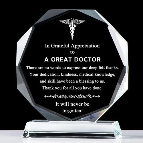Miniatura 9 de Regalos de médico Movdyka para hombres y mujeres Placa conmemorativa de cristal Los mejores regalos del médico de todos los tiempos Regalo único